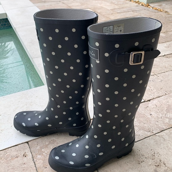 Joules tall polka dot Rain boots - New - Picture 2 of 7